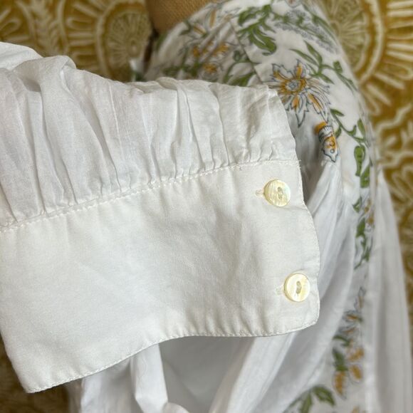 HANNAH Artwear Eos Floral Long Sleeve Cotton Blouse Top in Limoncello Sz US 4 - Picture 12 of 16